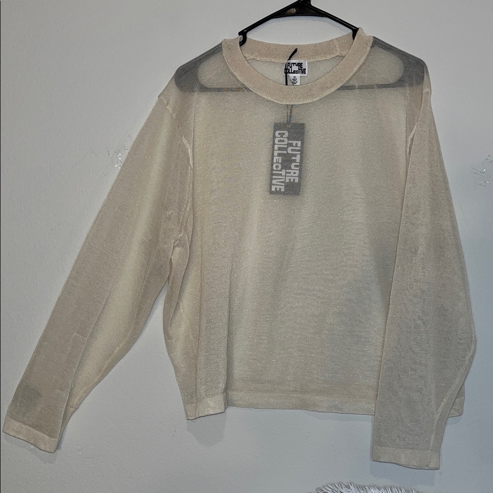 Future Collective Women's Cream Sheer Blouse (NEW)✨ - Picture 2 of 11